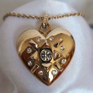 Juicy Couture Gold Heart Pendant Necklace with Crystals Y2K NWT